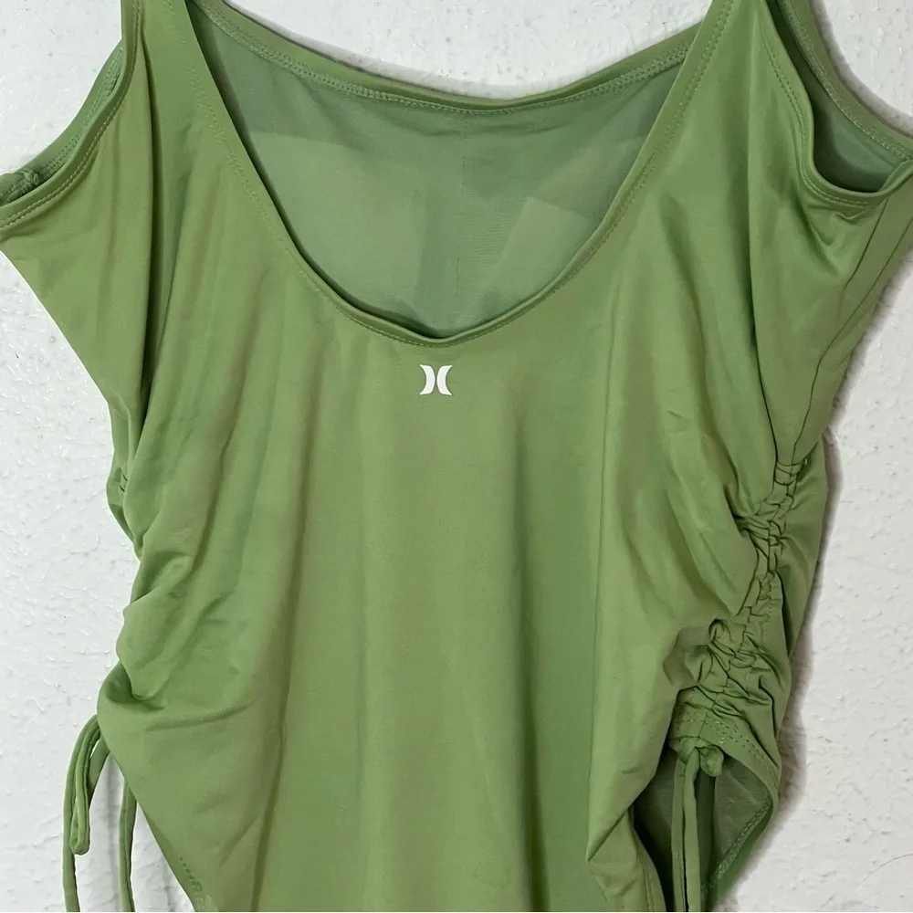 Hurley Optimism logo green ruched one piece swimsuit - Picture 7 of 9
